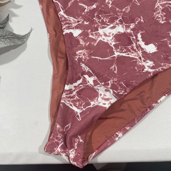NWT WeWoreWhat [ XL ] Marble Emily Belt High Waist Bikini‎ Bottom Rose - Picture 6 of 11